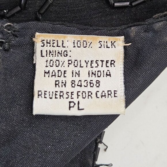 Vintage Denise Elle Black Silk Blouse Peacock Sequins Bling Holidays Party Top - Picture 11 of 12